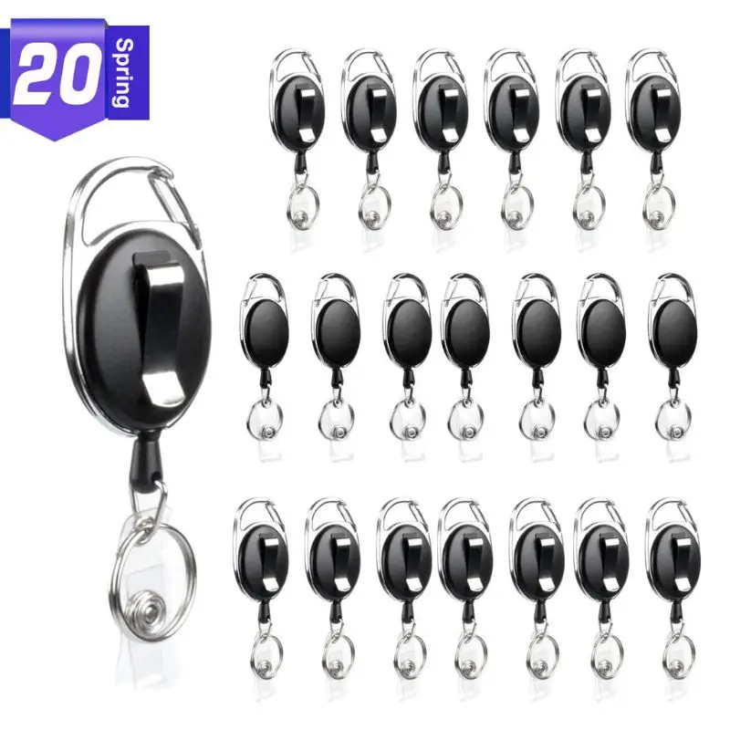 

20pieces Retractable Badge Holders with Carabiner Reel Clips Keychain for KEY Ri