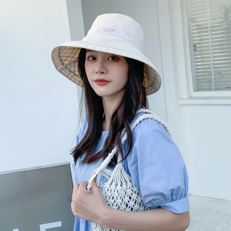 

Bucket Hat fashion all-match women's Panama summer hat big brim sun hat beach hat fisherman hat sunscreen sun visor Cap K209