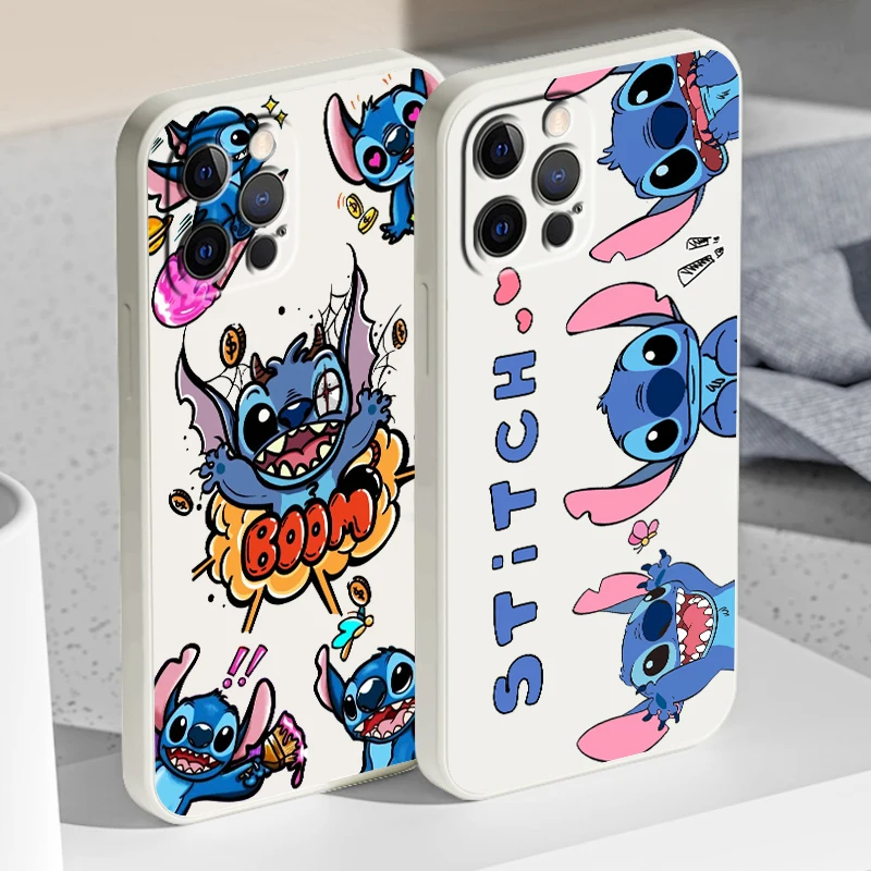 

Lilo & Stitch Disney Cartoon Liquid Rope Cover Phone Case For Apple iPhone 14 13 12 Mini 11 XS Pro Max X XR Plus SE 2020 Funda