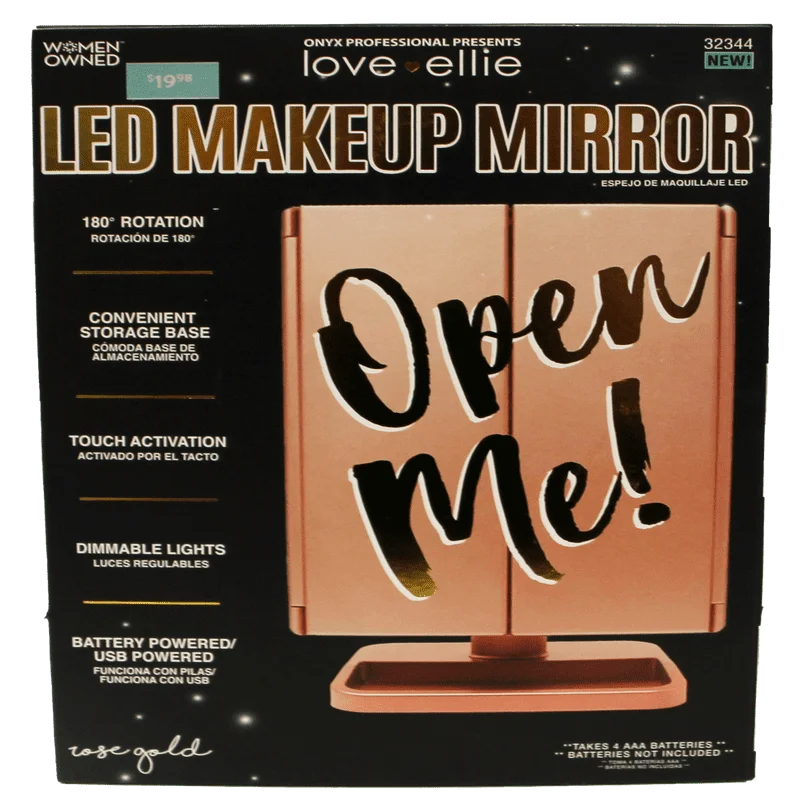

Free Shipping Freestanding LED Makeup Mirror 3x Magnification with Storage Rose Gold Finish