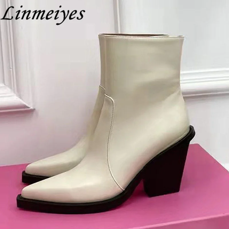 

Классические мотоциклетные ботинки из натуральной кожи, женские замшевые ботильоны из коровьей кожи, женская обувь на весну и осень, женские ковбойские ботинки с острым носком для женщин