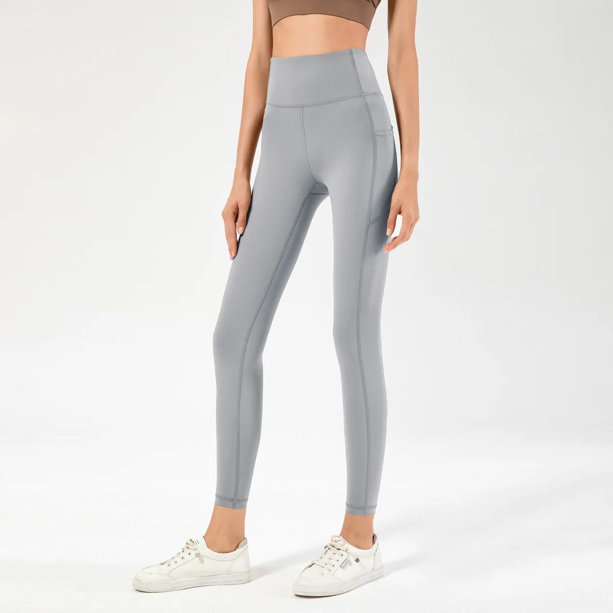 Lycra Yoga Leggings Women's Moisture Wicking Sports Fitness Leggings High Waist Hip-lifting Running Fitness Naked Peach Pants