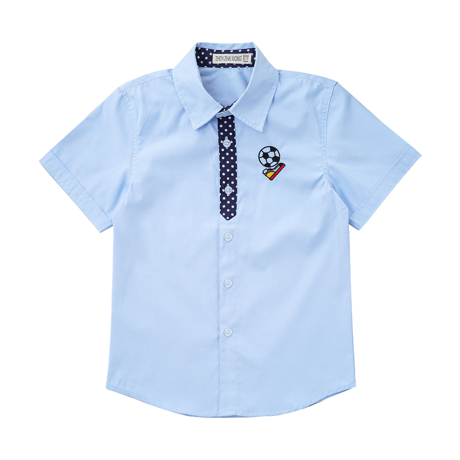 

Kids Boys Stylish Clothing Short Sleeve Turndown Collar Button Closure Football Pattern Print T-shirt Top Casual costumes