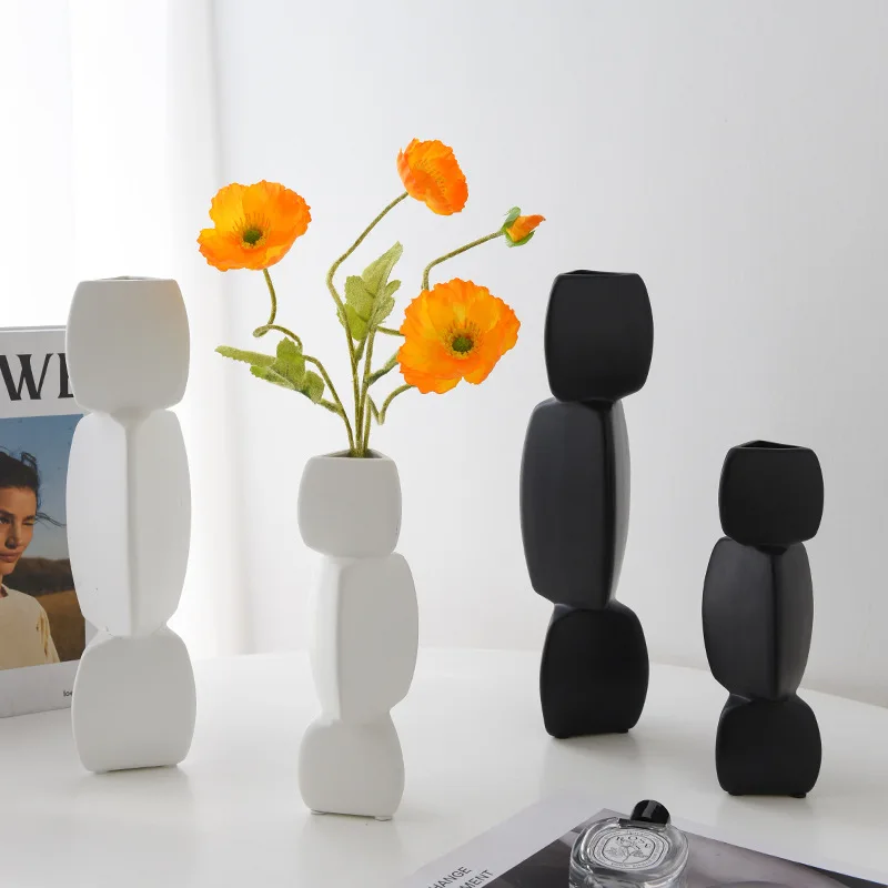 

Abstract Art White Ceramic Vase Household Minimalist Decor Flower Arrangement Vase Home Deco Vase Housewarming Gift