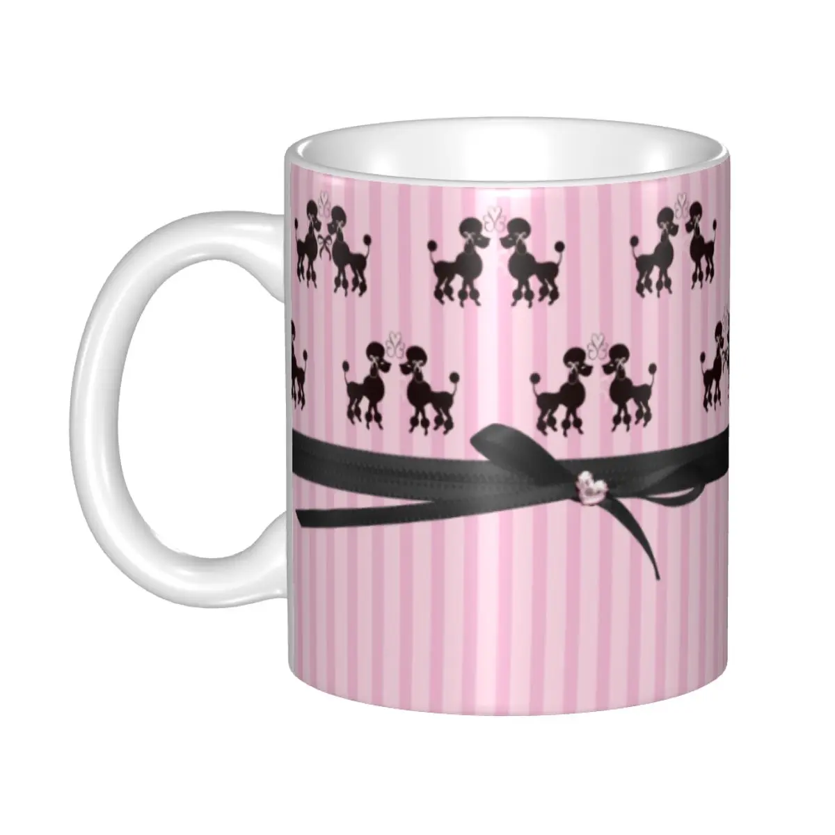 

Poodles And Pink Hearts Coffee Mugs DIY Personalized Kawaii Poodle Dog Ceramic Milk Tea Mug Outdoor Work Camping Cups
