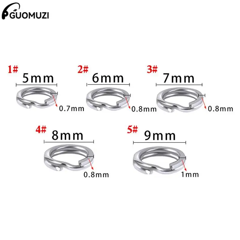 

Hot 50Pcs Fishing Rings Stainless Steel Split Rings High Quality Strengthen Solid Ring Lure Connecting Ring Fishing Accessories