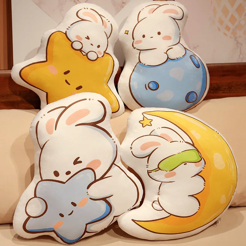 

35-40cm Rabbit Pillow Rabbit Holding The Moon and Stars Soft Plush Filling Doll Toys Home Decoration Christmas Gifts for Friends