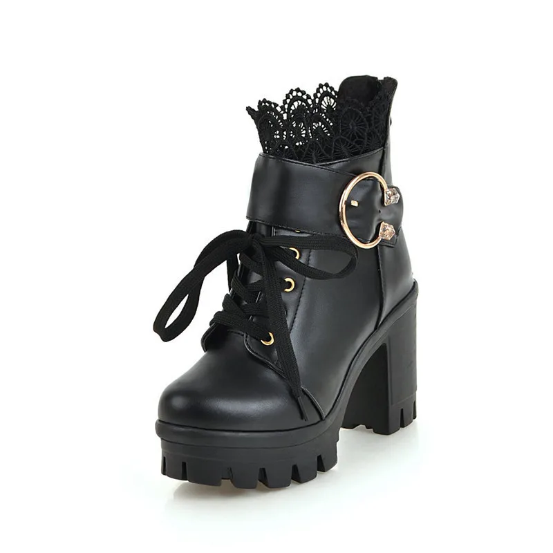 Женские ботильоны из ПУ кожи YQBTDL милые ботинки на платформе и толстом блочном