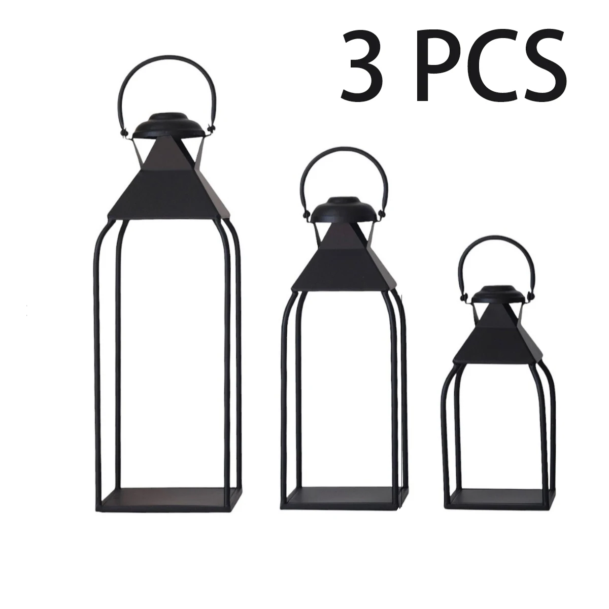 Фото 3 шт. декоративные металлические фонарики для использования в помещении и на открытом воздухе подсвечник для крыльца, патио, камина, свадьбы, Рождества, осень, праздника, №1