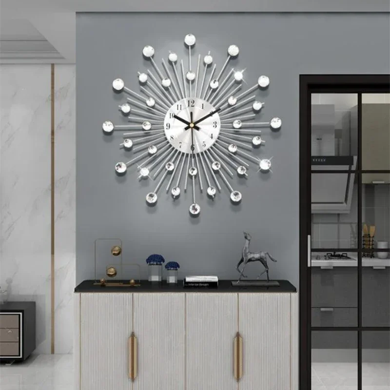 Минималистичные металлические настенные часы большие стеклянные Хрустальные