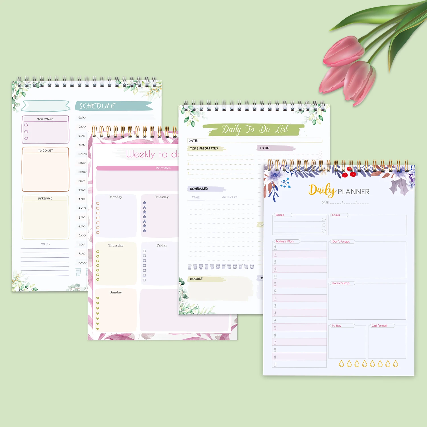 

Trees Aesthetic Daily Planner To Do List Notebook Organizer Spiral Agenda Diary Undated Weekly Plan Time Management Memo Journal