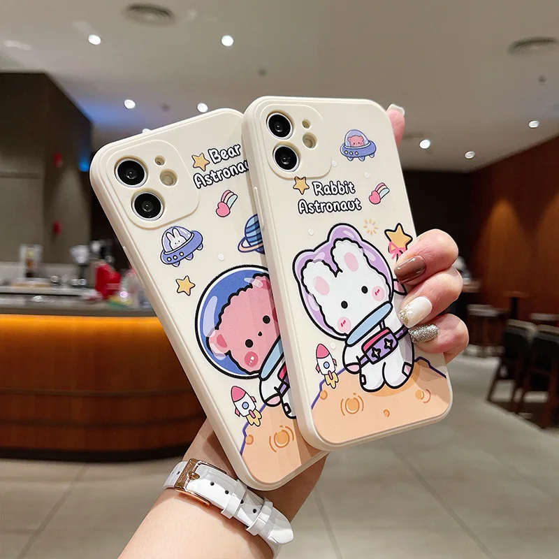 

Space Cartoon Phone Case For iPhone 11 12 13 Pro Max 12 13 Mini X XR XS Max 7 8 6S 6 Plus SE 2020 5 Silicone Bumper Cover Coque