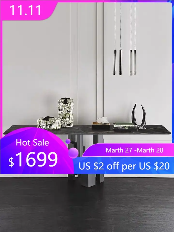 

Chinafurniture imported rock slab dining table Italian light luxury modern minimalist home dining furniture