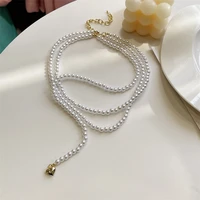 multi layer pearl necklace ins wind small hearts pendant joker niche long clavicle neck chain personality