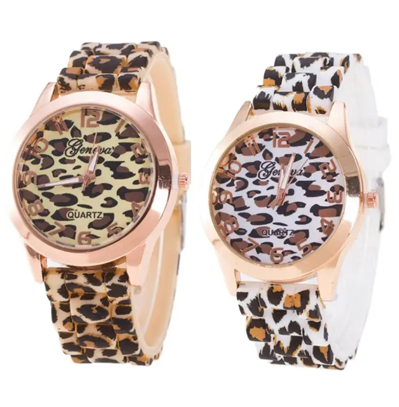 

New Fashion Simple Watch Watches for Women Leopard Print Silicone Watch Jelly Analog Girl Wristwatch Geneva Dress Relojes