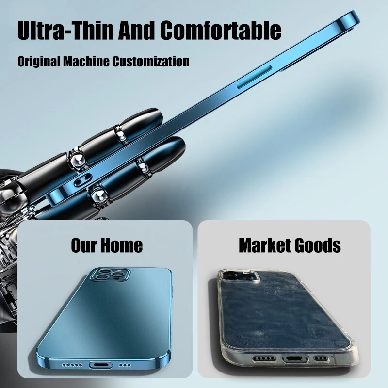 

Plating Square Frame Matte Soft Silicone Case For iPhone 13 12 11 Pro Max Case Transparent Cover For iPhone 12 13 Mini