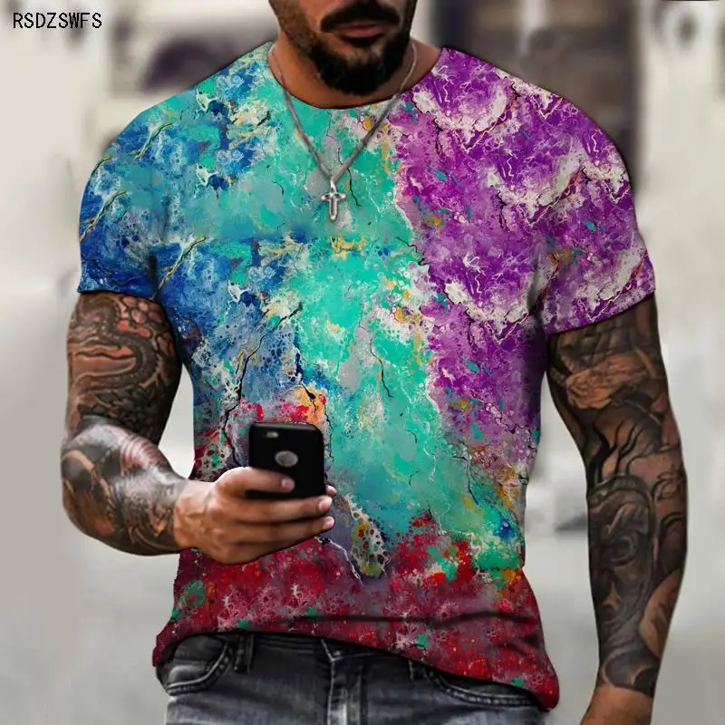Мужская футболка модная повседневная с цветным принтом рисунком 5XL |