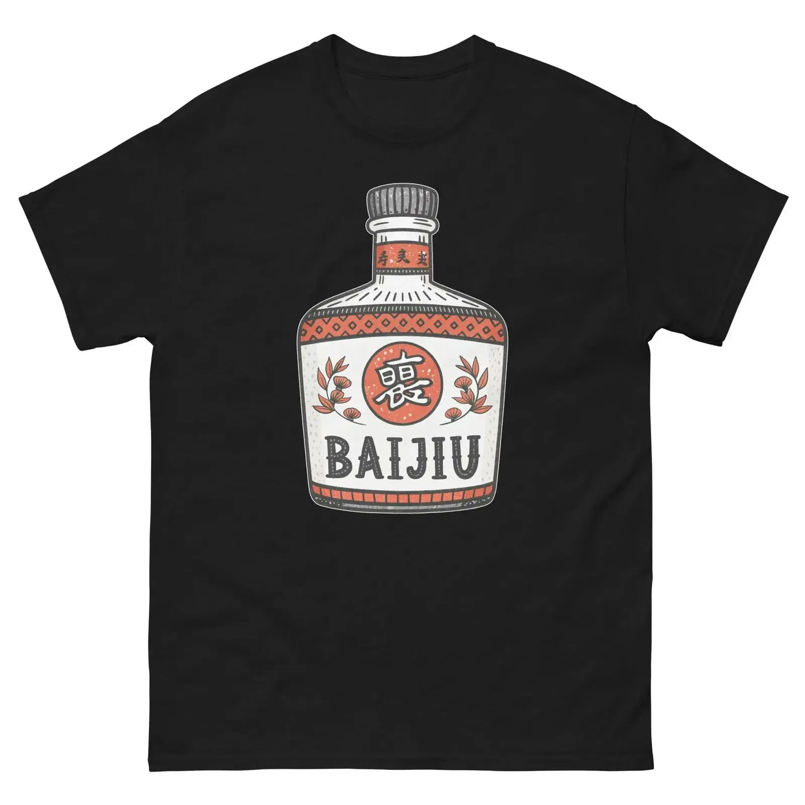 Фото Винтажная футболка с принтом Baijiu Drink, популярный напиток, стильный топ для повседневной носки, дизайнерская одежда, слегка состаренная №1