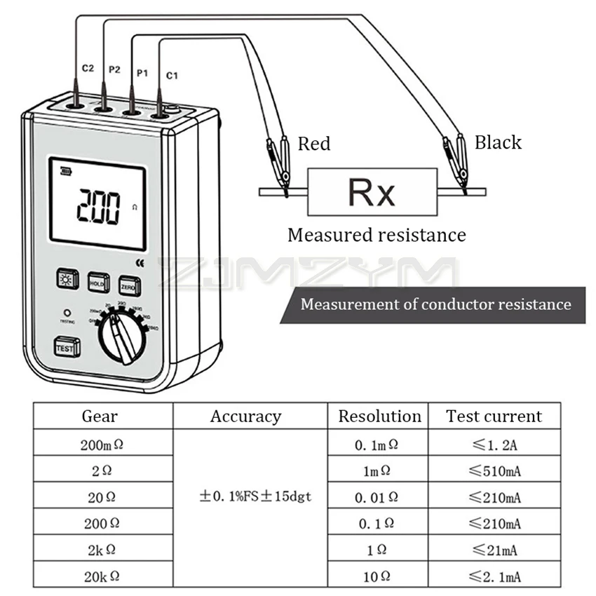 ETCR3620 Портативный миллиомметр 1 2 А 20 кОм тестер низкого сопротивления постоянного