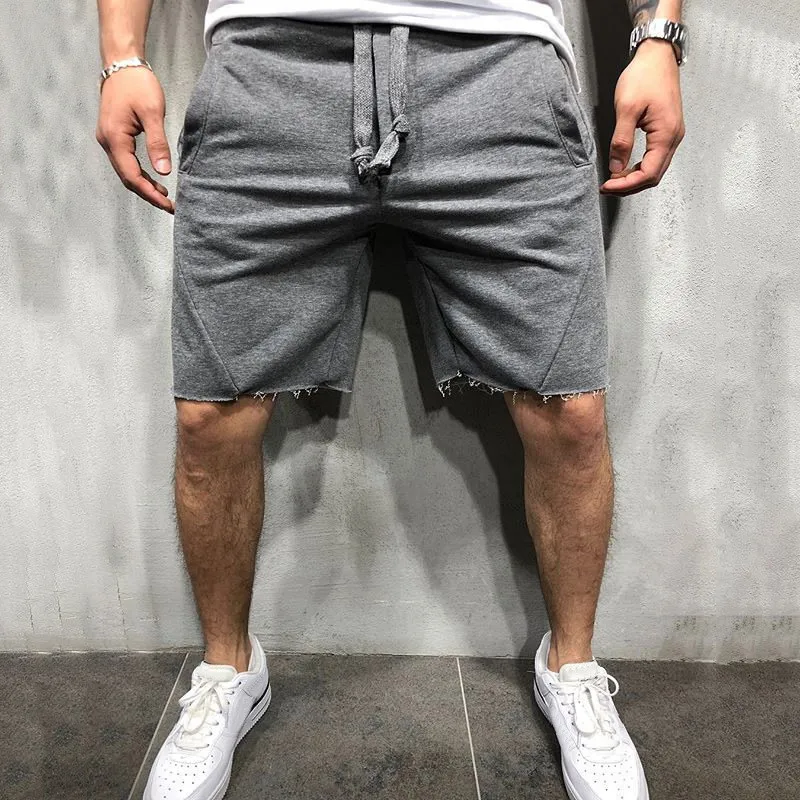 

Men Shorts Wild Style Solid Color Ripped Short Pants Jogger Workout Shorts Men