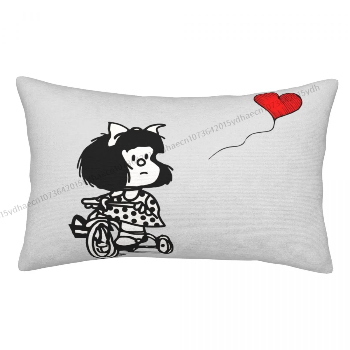 

Love On A Bicycle Essential Printed Pillow Case Mafalda Quino Comics Backpack Cojines Covers Soft Chair Decor Pillowcase