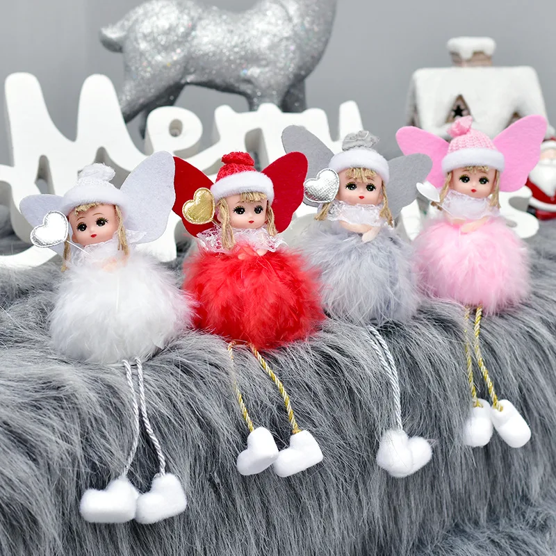 

20cm New Plush Angel Girl Keychain Christmas Decorations Christmas Tree Pendant Feather Angel Cute Soft Doll Accessories Gifts