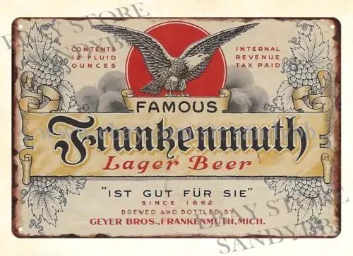 1930s GEYER BROS FRANKENMUTH BEER IRTP металлический жестяной знак современное искусство