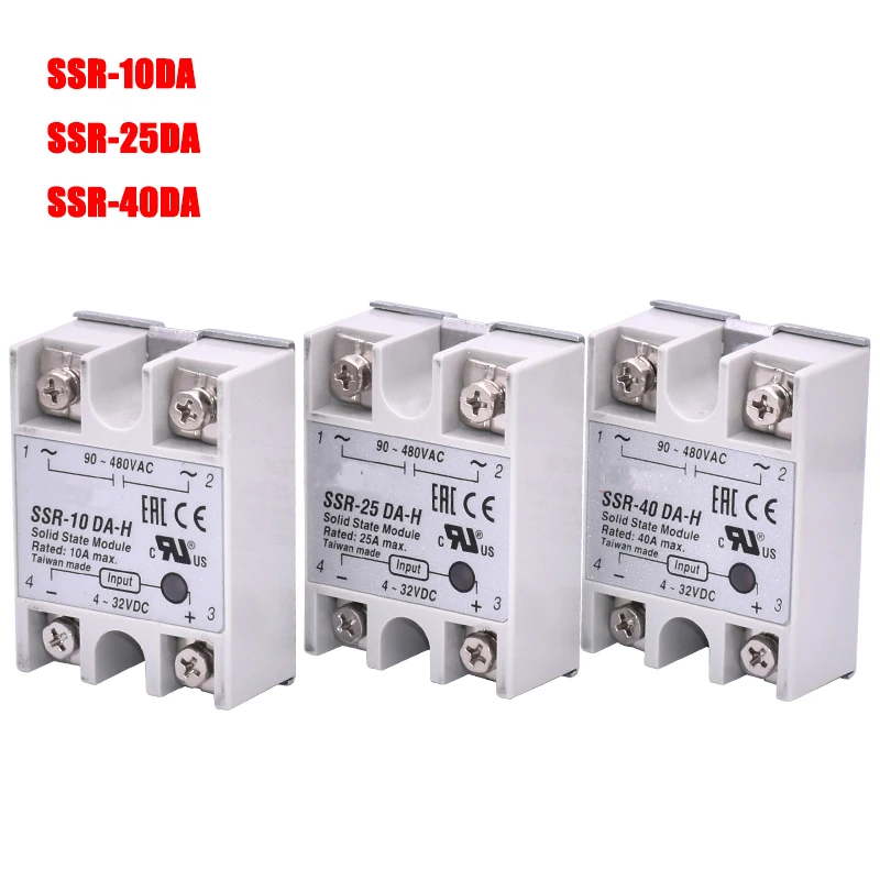

1pcs 3-32V Solid State Relay SSR 10DA 25DA 40DA DC Control AC White Shell Single Phase Voltage Relay without Plastic Cover