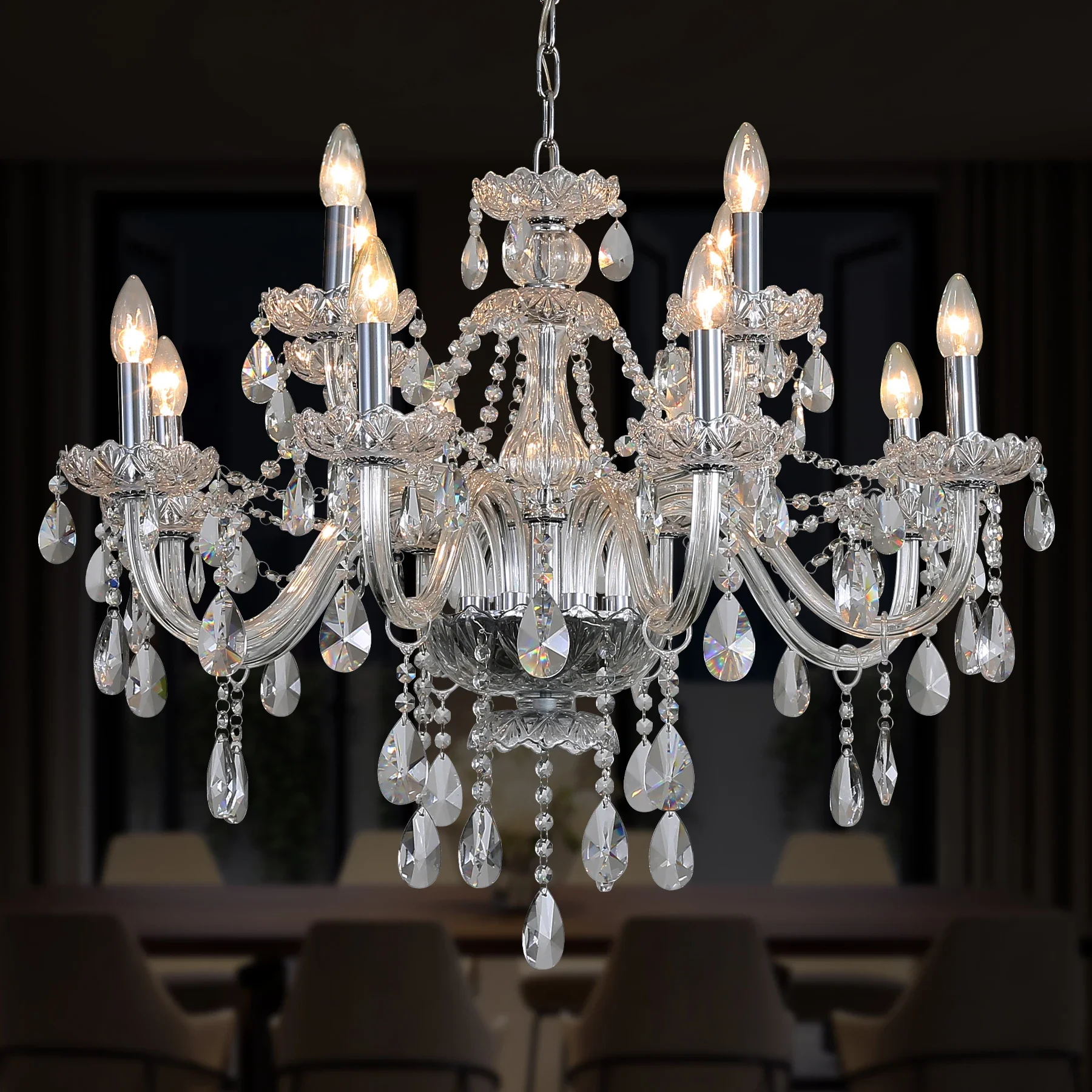 Роскошная ретро серебряная канделябр люстра светильник для гостиной столовой