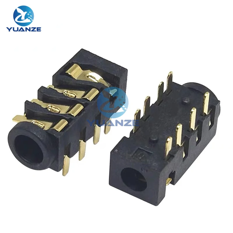 

10/20 шт. PJ-393, 7-контактный, 8-контактный, 3,5 мм, аудиоразъем для наушников, позолоченный, 7/8 футов, 4-секционный разъем DIP SMD SMT PJ393