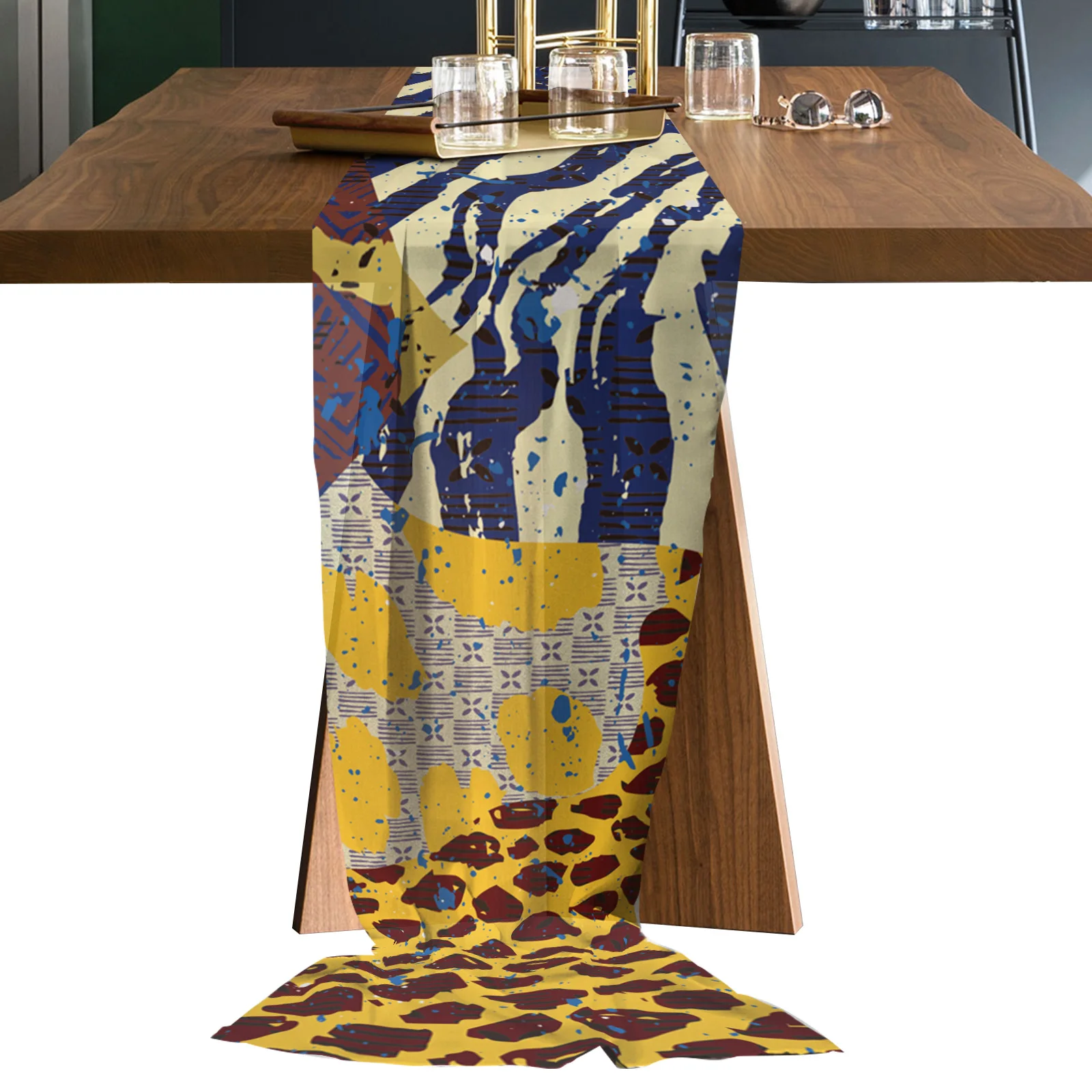 

Leopard Print Zebra Print Long Chiffon Voile Table Runner Printed Tablecloth for Wedding Coffee Table Sheer Table Runner
