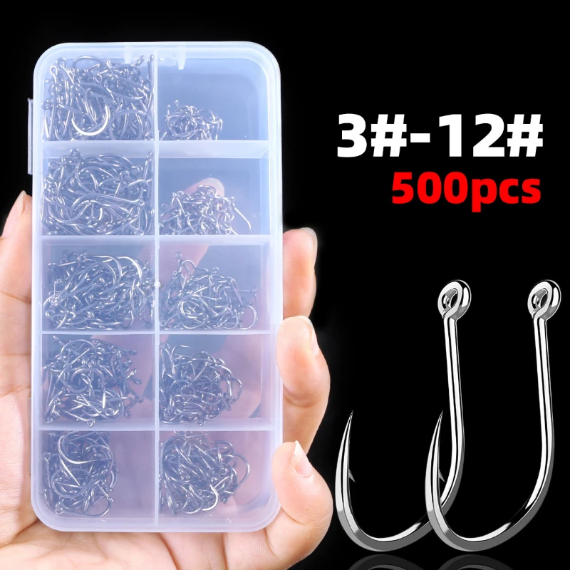 

Fishing Hooks Set PremiumHigh Carbon Steel Barbed FishHooks for Saltwater Freshwater Fishing Gear Fishing Accessories