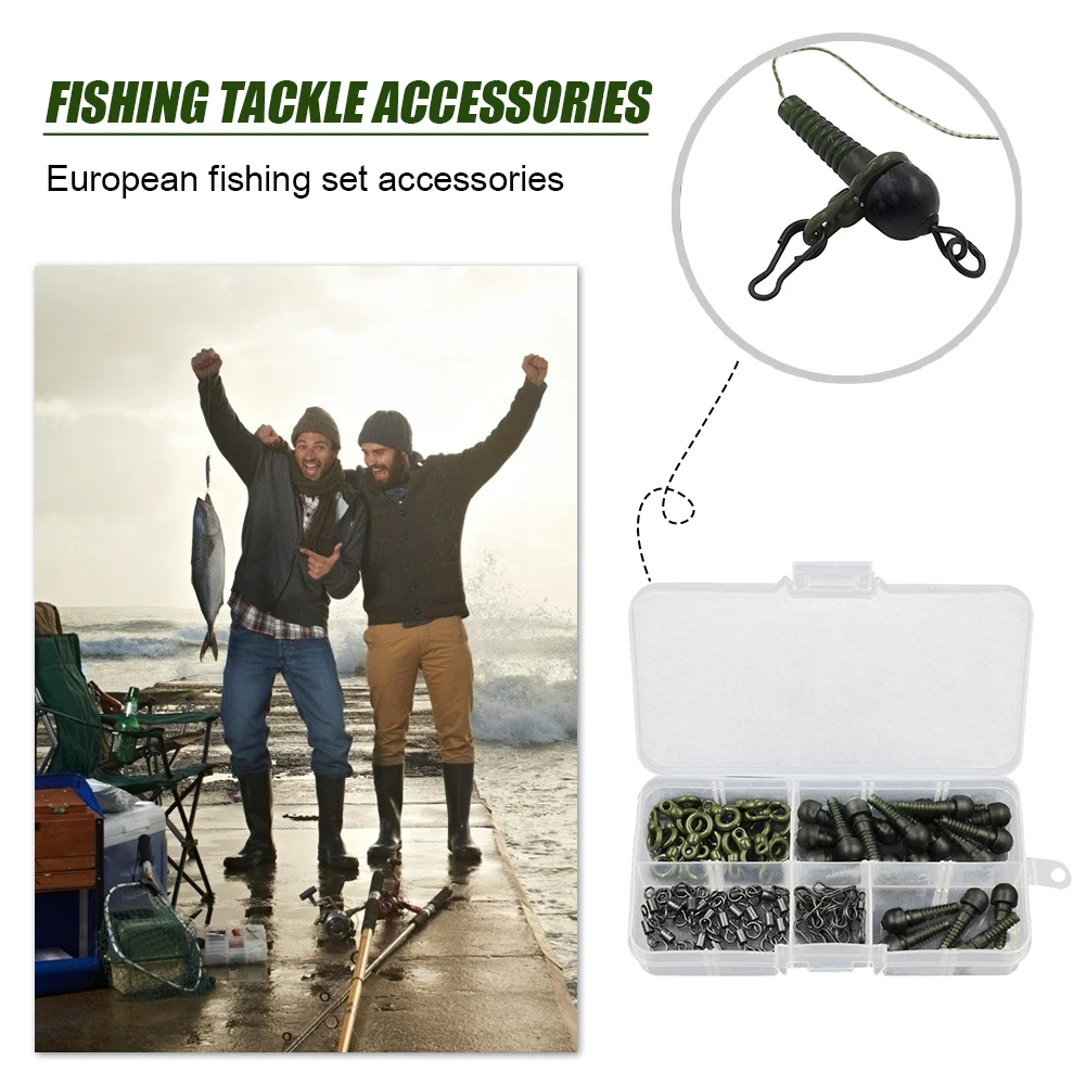 

60Pcs Bait Screw Swivels Clip Snaps Swivel Fishing Rolling Set with Storage Box Hair Rig Carp for Fishing Tackle Gadgets