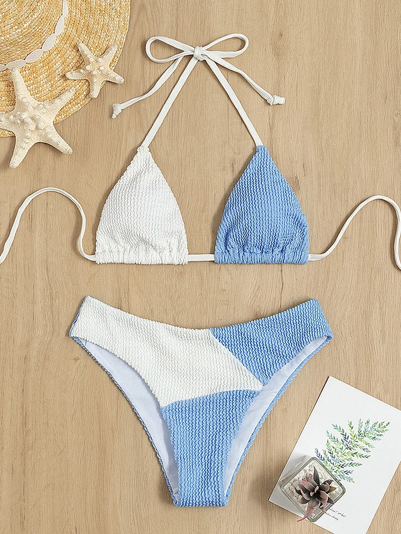 

New bikini 2022 new women's split solid color swimsuit bikini