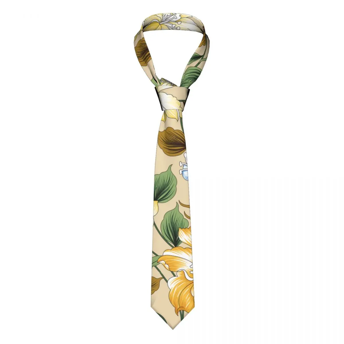 

Pretty Yellow Flower Men Neckties Casual Polyester 8 cm Classic Neck Tie for Daily Wear Cravat Wedding Accessories Cosplay Props