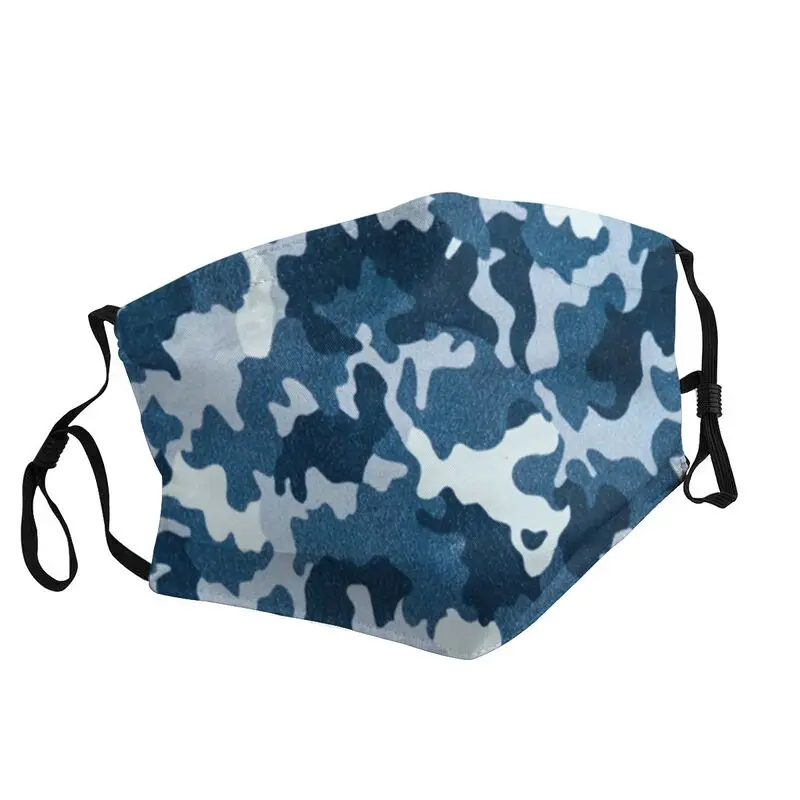 

Маска для лица с темно-синим камуфляжным рисунком для взрослых, Пылезащитная, Мультикам, военная камуфляжная маска, защитный респиратор мою...