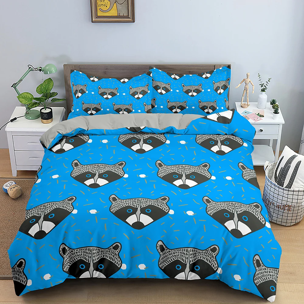 

Cartoon Animal Bedding Set For Kids King Size Duvet Cover Set Twin Quilt Cover With Pillowcase Cartoon 3D Cat Printed Bed Cover
