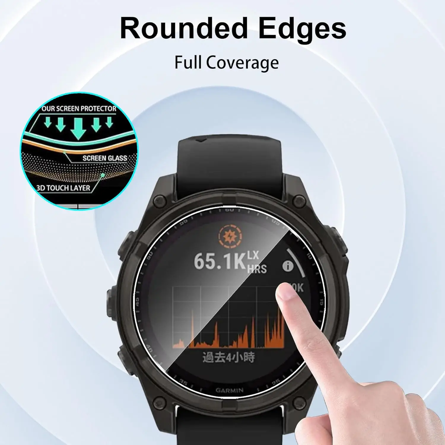 Защита экрана из закаленного стекла для Garmin Fenix 8 51 мм 43 47 HD с полным покрытием от