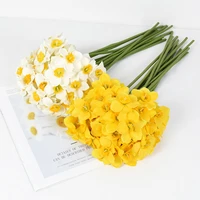 6pcslot artificial narcissus flower bouquet simulation daffodil wedding decoration home room garden fake flower decor supplies