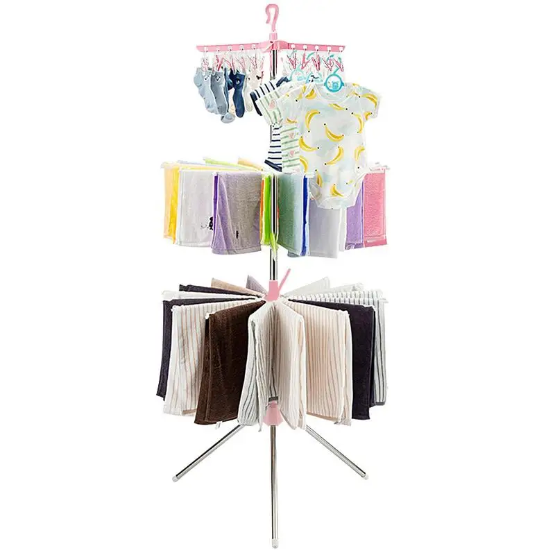 

Indoor Clothes Drying Rack Foldable Collapsible Laundry Rack For Drying 24 Clips 32 Support Bars Clothes Rack For Towels Socks