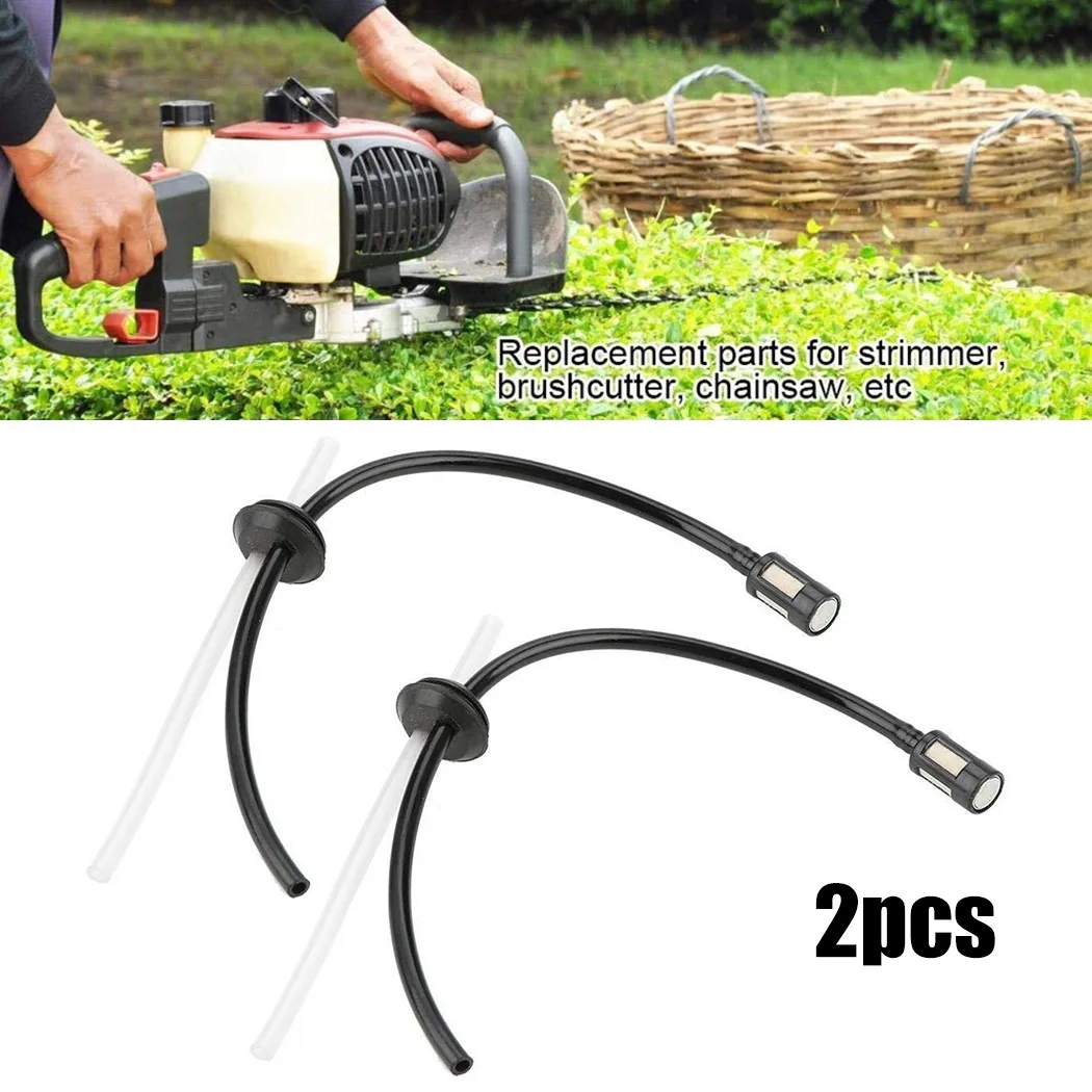 

2PCS Petrol Strimmer Fuel Pipe Hose Tube With Tank Filter Grommet Chainsaw Lawn Mower Parts Accessories