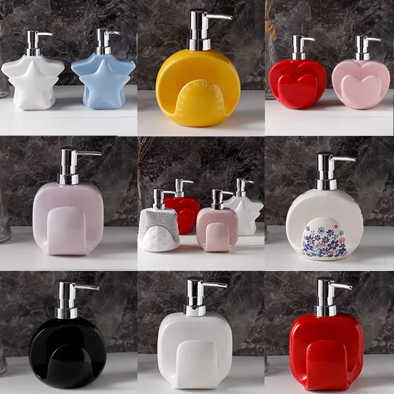 

American bathroom decoration round ceramic bath lotion bottle kitchen detergent hand sanitizer bottle home decoration ornaments