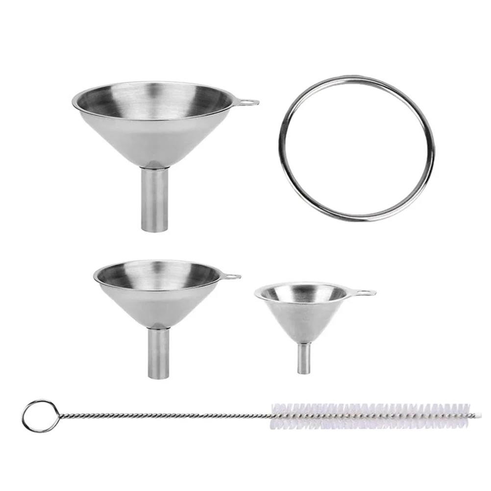 

Stainless Steel Funnel Metal Flask Oil Kitchen Gadgets Tools Set Hopper Nylon Home Use Transferring