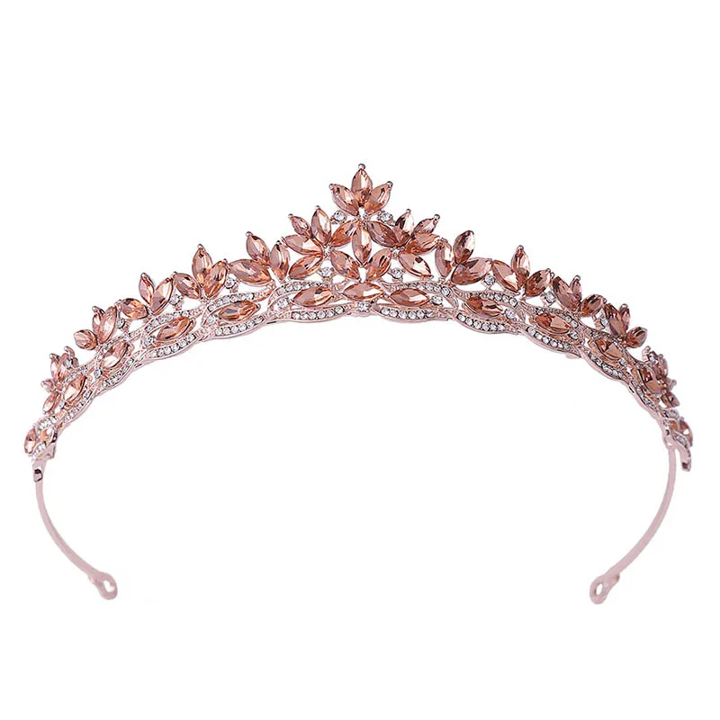 

Korean Wedding Headpiece Leaf Set with Crystal Bride Crown Headband on the Catwalk Festival Hair Accessories NA
