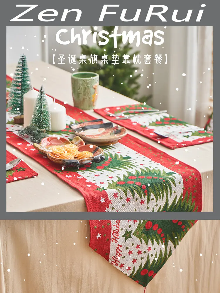 

Рождественские украшения для рабочего стола, украшение магазина, креативная атмосфера, реквизит, семейная тема, подушка, Настольная дорожка, подстилка