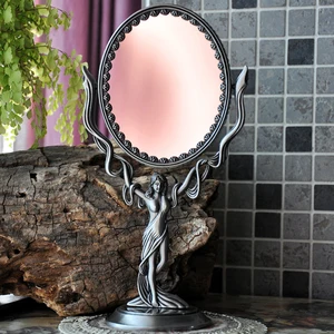 Aesthetic Table Mirror Vintage Nordic Round Cosmetic Decorative Mirror Vanity Living Room Enfeites Para Quarto House Accessories