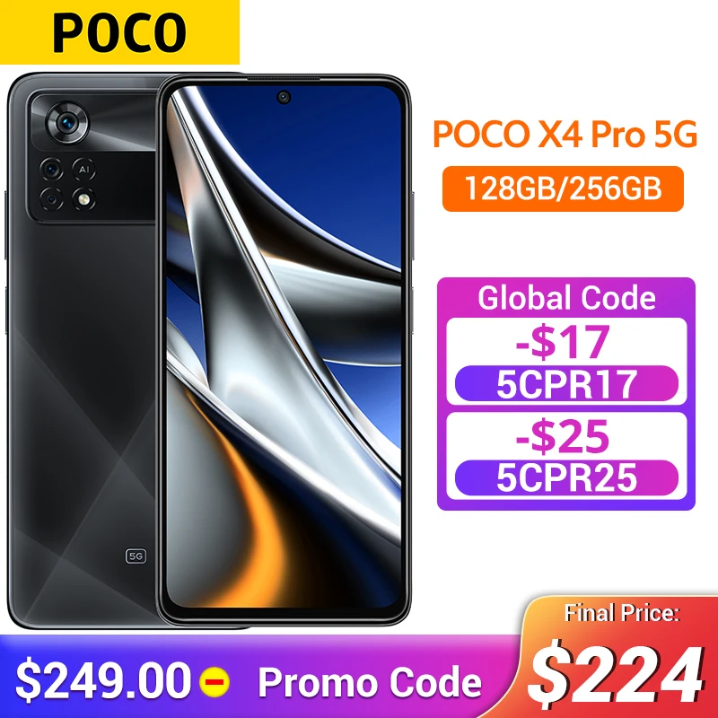 Global Version POCO X4 Pro 5G Smartphone Snapdragon 695 128GB/256GB 108MP Camera 120Hz AMOLED Display 67W Turbo Charging NFC