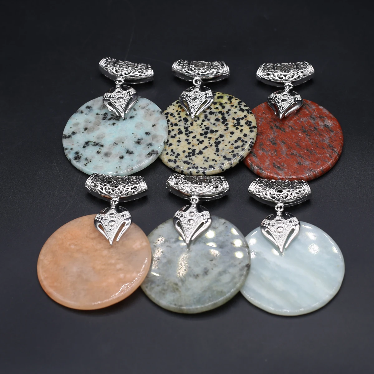 

Natural Stone Pendants Round Shape Polished Crystal Agate Stone Charms for Jewelry Making Necklace Bracelet Gift