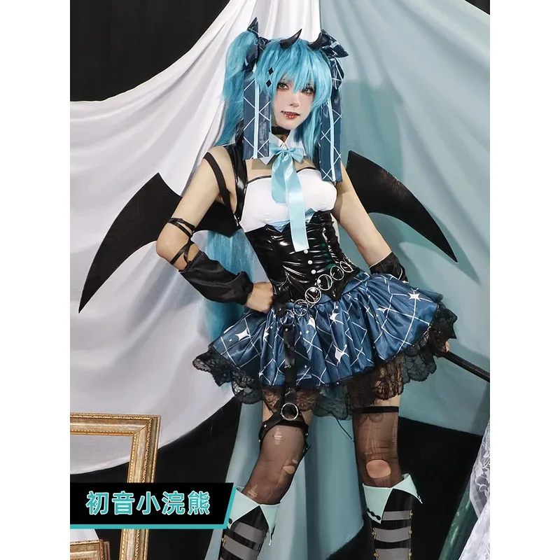 Фото Аниме Demon Miku костюмы для косплея женское сексуальное платье костюм с крыльями Мику милая униформа дьявола с хвостом Хэллоуин карнавальная вечеринка Clo #   1 №3
