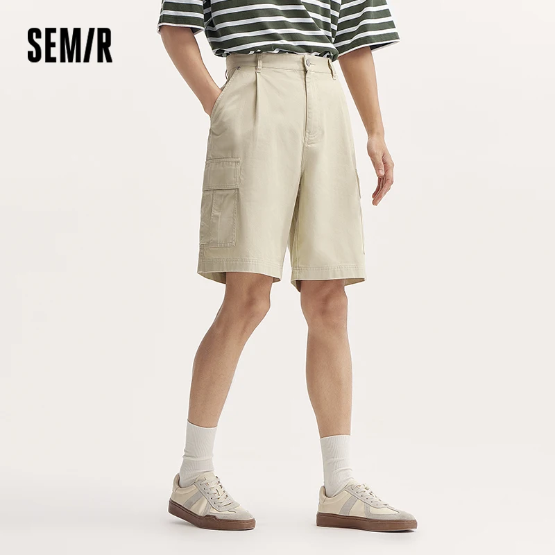 Фото Semir повседневные шорты средней длины, мужская рабочая одежда, свободные прямые шорты, новинка 2023 года, летние новые хлопковые модные универсальные шорты 5 дюймов №2